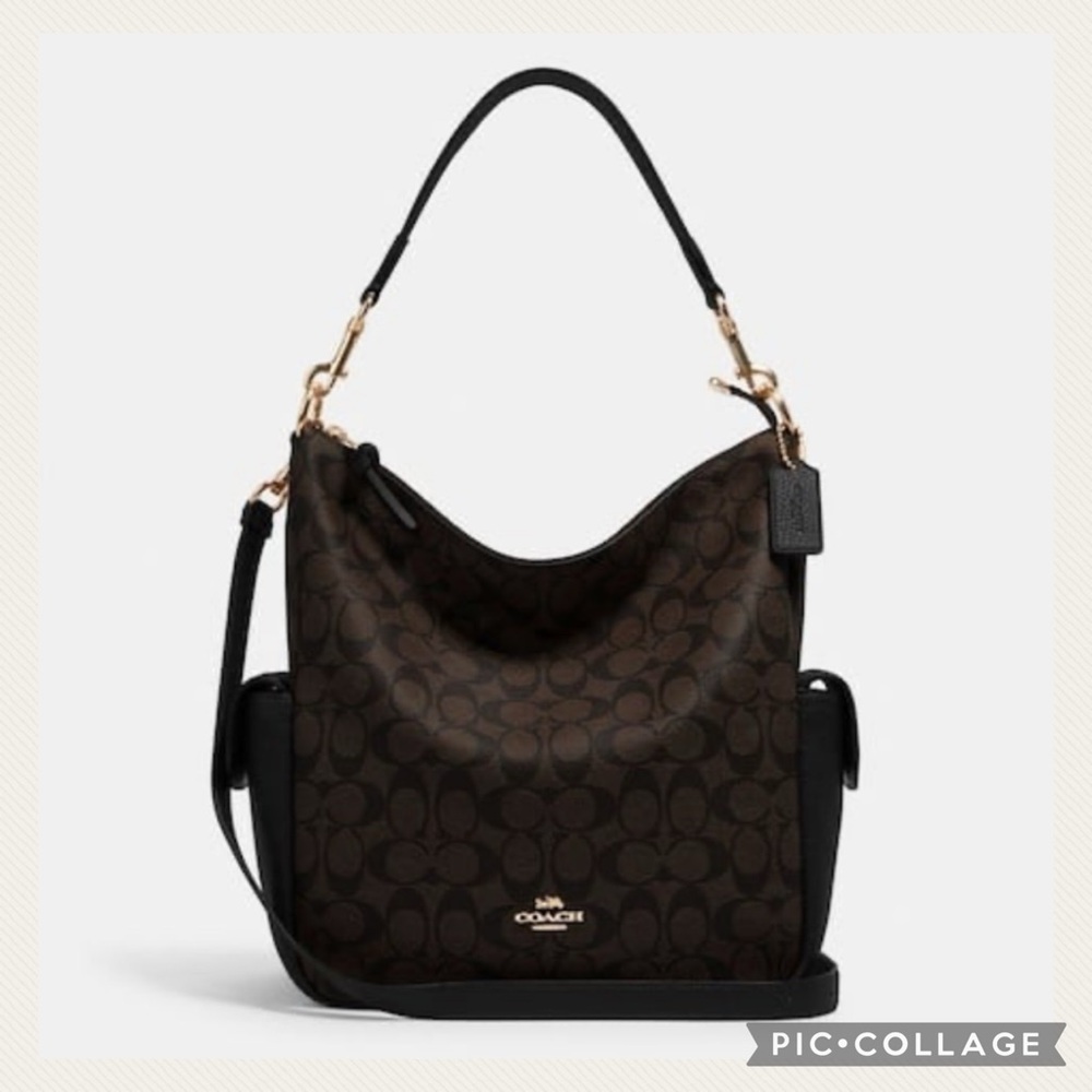 Used 1X Coach Walnut Brown/Black Pennie Signature Leather Crossbody Bag - Picture 2 of 11